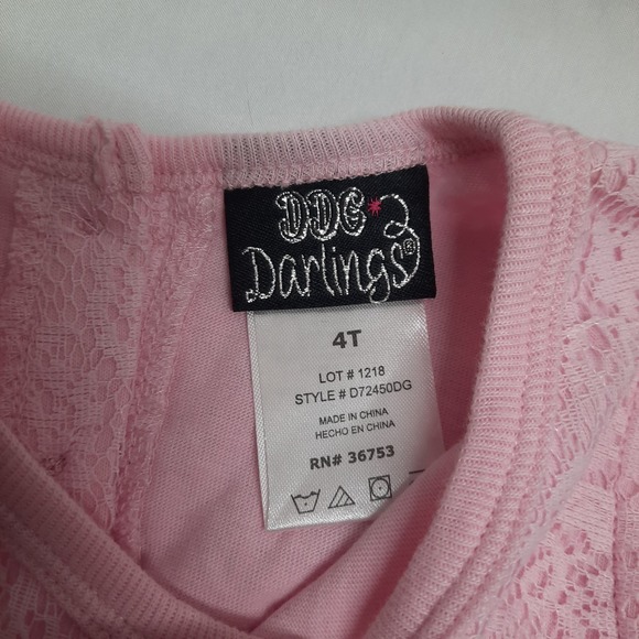 NWOT DDG Girls Pink Lace & Tulle 2 piece Capri and Top set Size 4T - Picture 5 of 5